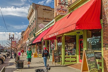 Colorful downtown Ogden, Utah, with quaint brick buildings. Editorial credit: Heidi Besen / Shutterstock.com