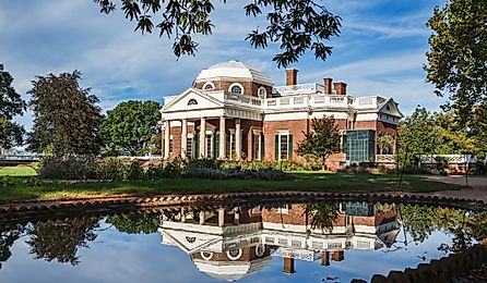 Mansion of US President and Founding Father Thomas Jefferson on his estate at Monticello. Editorial credit: eurobanks / Shutterstock.com