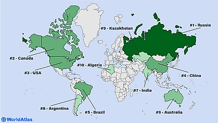 map of the largest countries