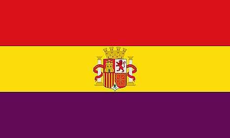 Flag of Spain during the Second Spanish Republic (1931-1939). Image credit: SanchoPanzaXXI/Wikimedia.org