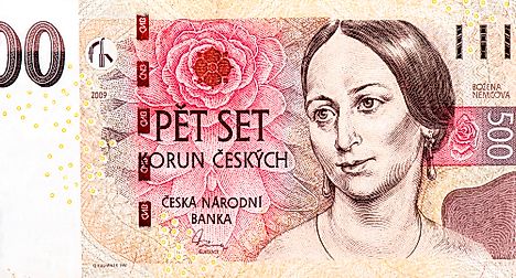 Portrait of Bozena Nemcova, famous Czech writer, on Czech Republic 500 Korun 2009 Banknotes