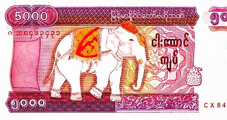 Burmese 5000 kyat Banknote