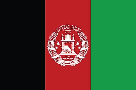 This Afghanistan flag is similar to the current flag but the emblem is smaller.