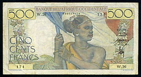 French West African 500 franc Banknote
