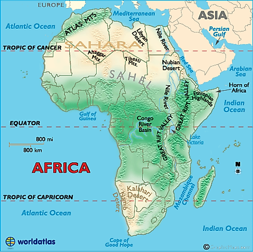 africa map tropic of cancer