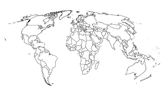 world map country outline pacific
