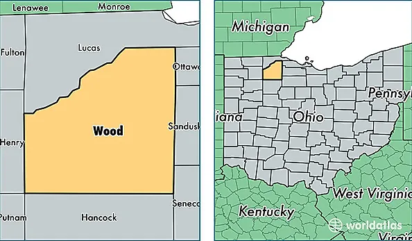 location of Wood county on a map
