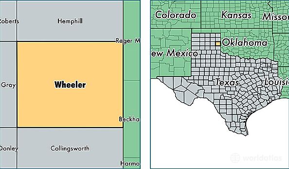 location of Wheeler county on a map