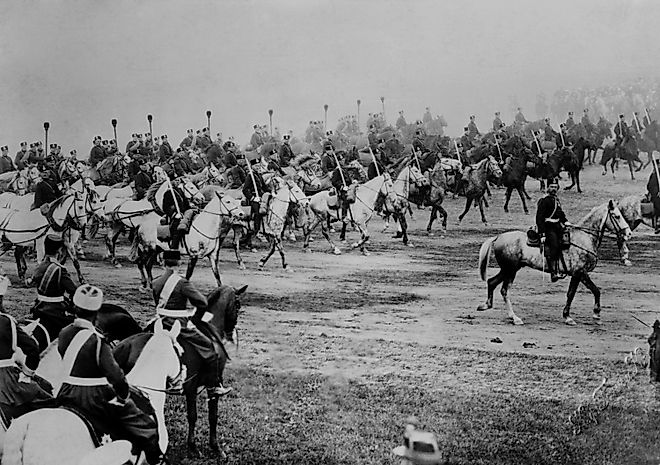 World War 1. Czar Nicolas II reviewing Russian troops. Image by Everett Collection via Shutterstock.com