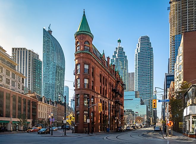 The Gooderham Building, also known as the Flatiron Building, is an historic office building at 49 Wellington Street East in Toronto, Ontario, Canada.