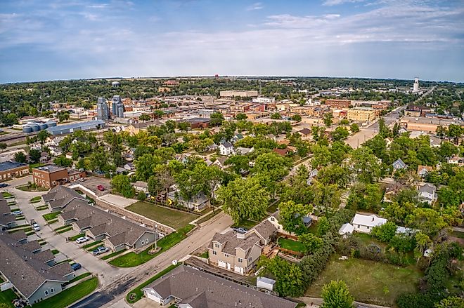 Aerial view of Jamestown in North Dakota.