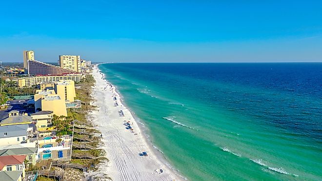 The spectacular coastline of Miramar Beach, Florida.