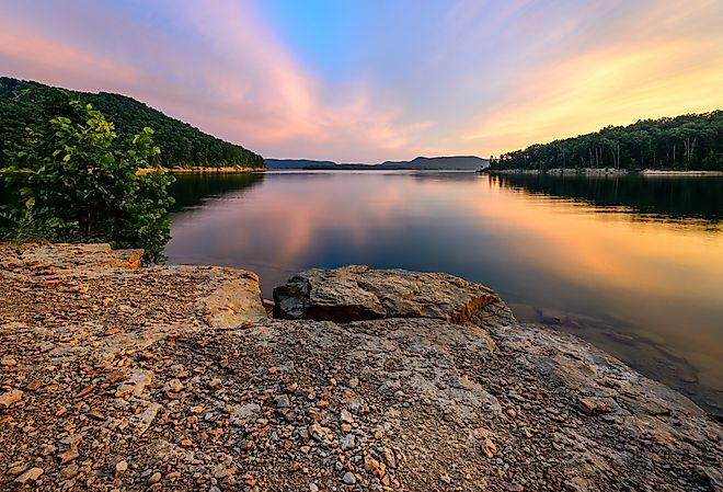 An amazingly colorful summer sky at Cave Run Lake in the Daniel Boone National Forest, Kentucky.