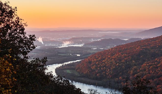 Downtown Chattanooga from Signal Point at Sunrise. 