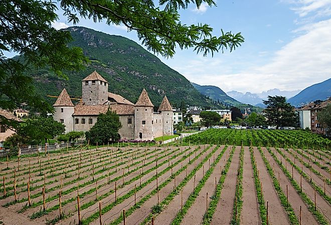 Feudal Maretsch Castle Castello Mareccio. Image credit scimmery via Shutterstock