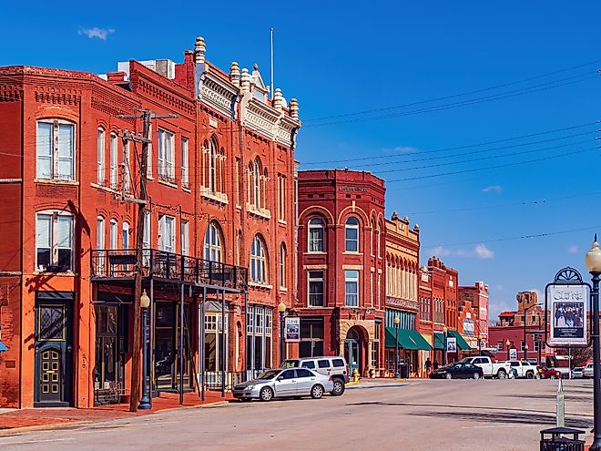 Sunny exterior view of the Guthrie old town