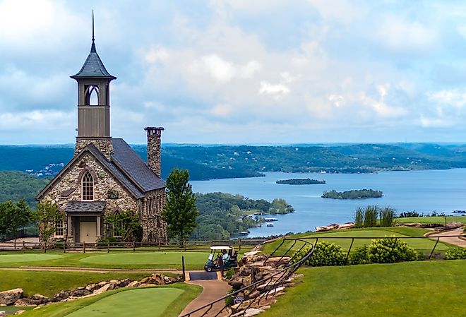 Stone church at top of the rock in Branson, Missouri.