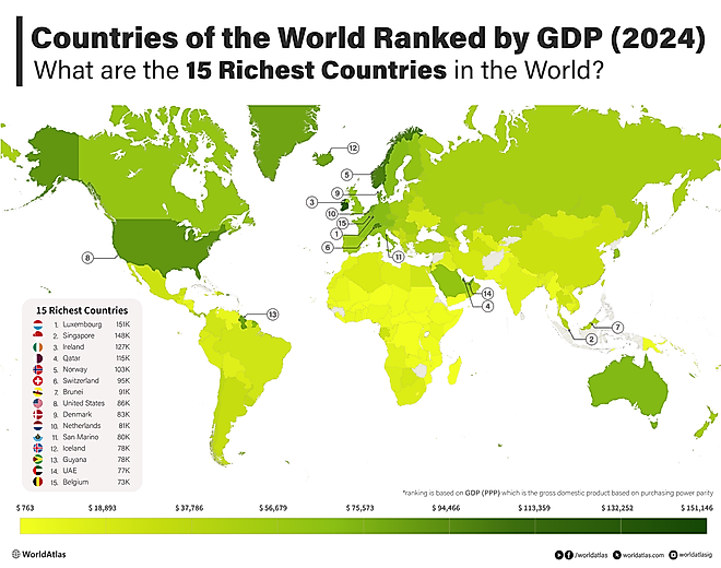 infographic showing the richest countries in the world