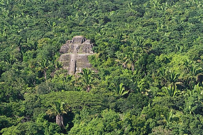 An ancient city of the Maya civilization in the forest.