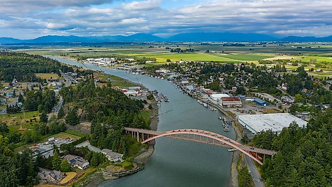 aerial view of La Conner in Washington