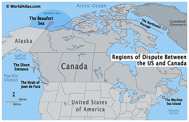 Regions of Dispute Between the US and Canada