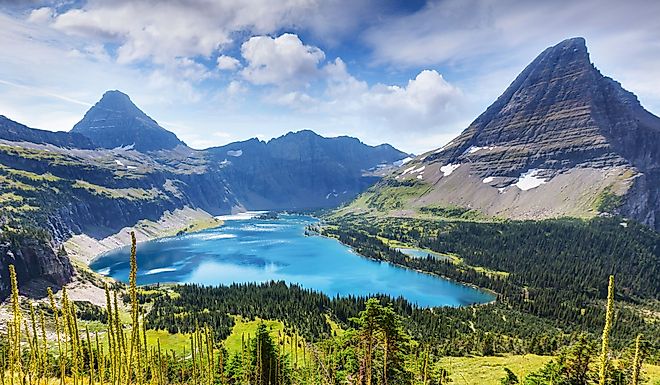 Picturesque rocky peaks of the Glacier National Park, Montana, USA. 