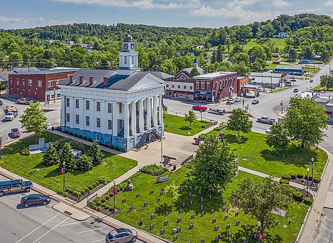 The Orange County Courthouse in Paoli, Indiana.