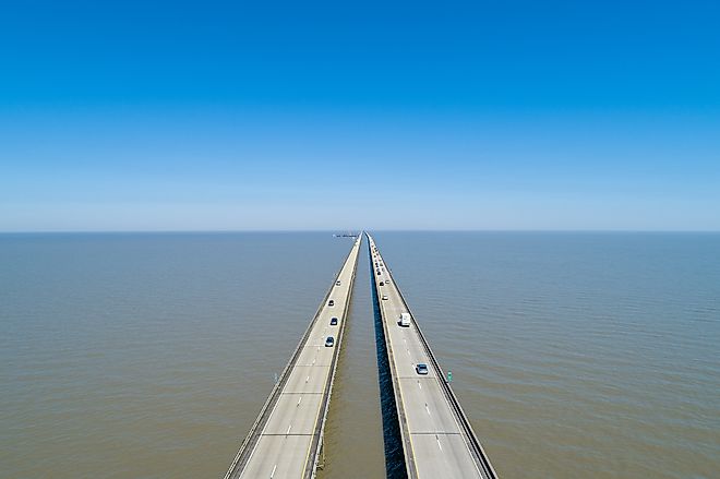 Aerial Drone Photography of the Lake Pontchartrain Causeway.