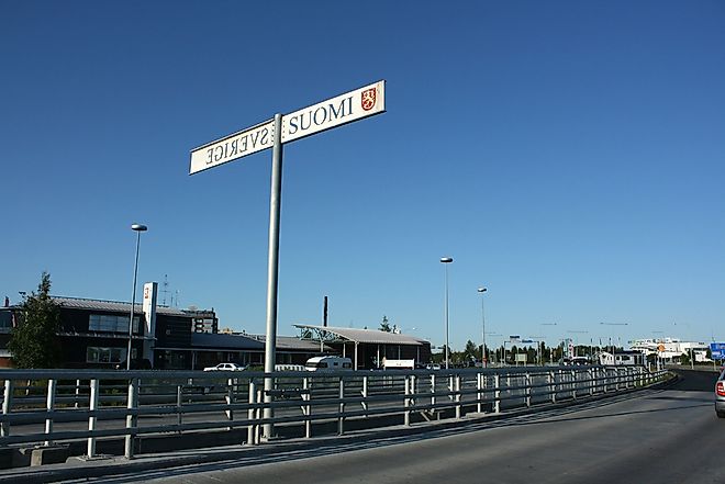 The border is pictured between Sweden and Finland. 