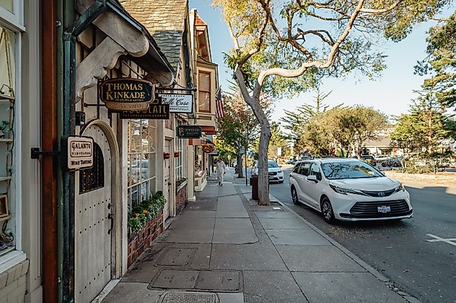 A quaint street in the town of Carmel-by-the-Sea, California. Editorial credit: Manuela Durson / Shutterstock.com