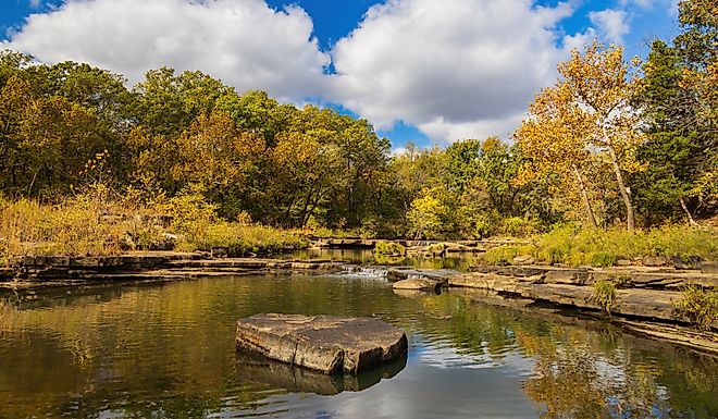 Fall color of the Osage Hills State Park at Oklahoma. 