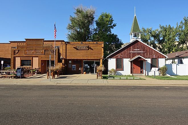 View of the main street in the historic town of Medora in North Dakota, United States.