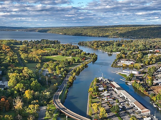 Aerial view of the beautiful Cayuga Lake.