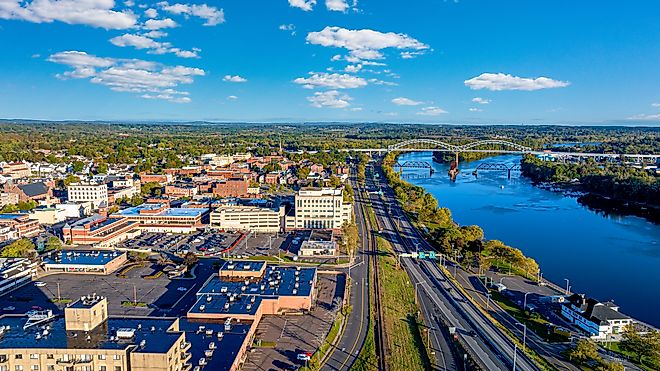 Aerial view of Middletown, Connecticut.