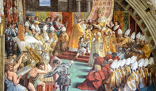 Coronation of Charlemagne in Vatican Museum, Rome, Italy. Editorial credit: Viacheslav Lopatin / Shutterstock.com