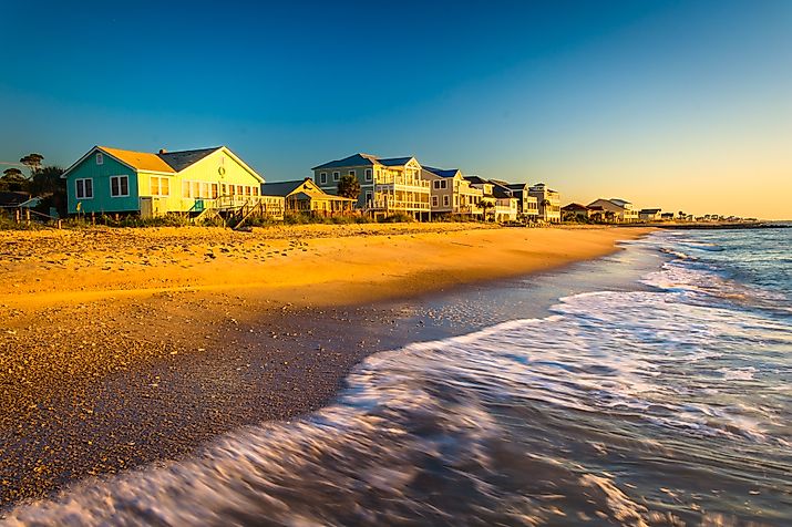 Beachfront homes at Edisto Beach, South Carolina.