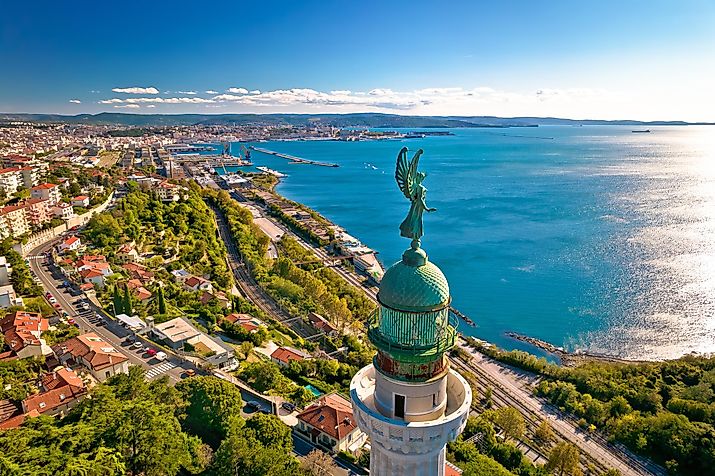 The town of Trieste on the shores of the Gulf of Venice.