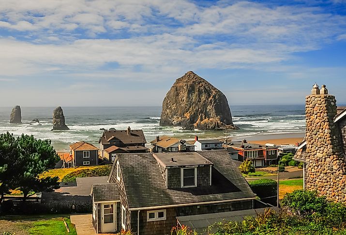 Overlooking the scenic Cannon Beach, Oregon Coast.