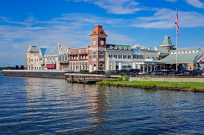 Waterfront buildings along the coast of Biloxi in Mississippi. Editorial credit: Carmen K. Sisson / Shutterstock.com