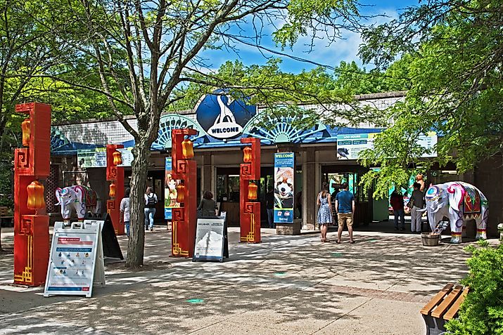 Providence, Rhode Island: the entrance to the Roger Williams Park Zoo, which contains more than 150 animals in natural settings.