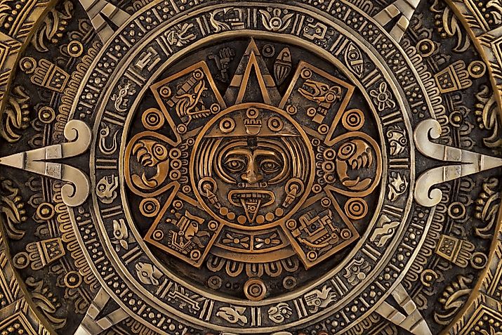 Close view of the ancient Aztec calendar.