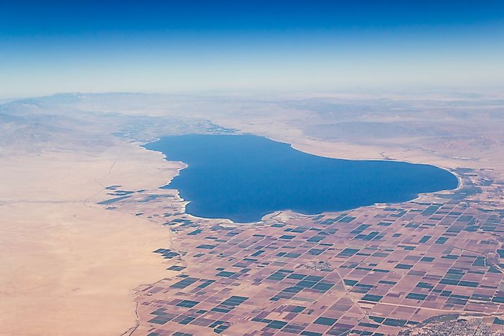 The Salton Sea in California covers a large part of what was once Lake Cahuilla.