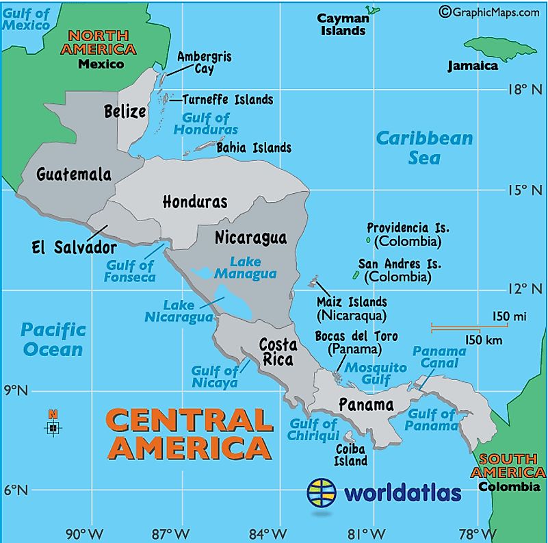 Central America Map Map Of Central America Countries Landforms 