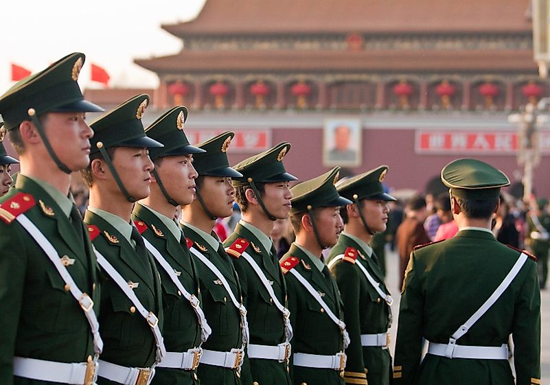 Chinese soldiers on celebration of May 1 Day, 2010 in Beijing, China Credit: Alexander Ryabintsev / Shutterstock.com