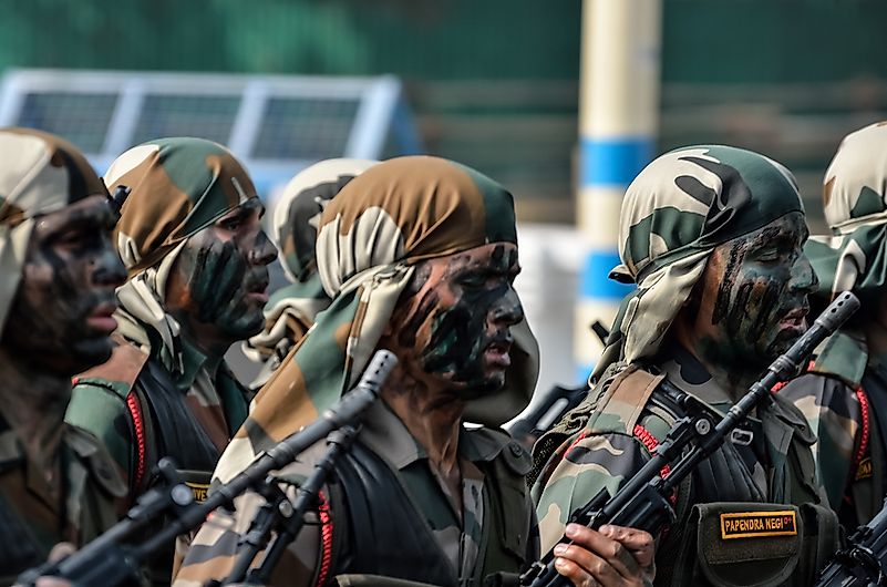 Indian army practice their parade during republic day. credit: SumanBhaumik / Shutterstock.com