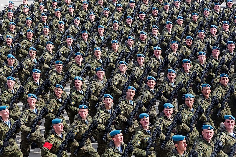 General rehearsal of the military parade of the 72nd anniversary of the Victory in the great Patriotic war. Credit: Degtyaryov Andrey / Shutterstock.com