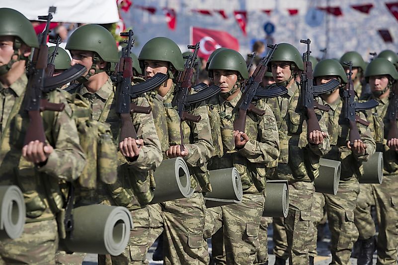 Soldiers walking at Gundogdu square alsancak. Credit: arda savasciogullari / Shutterstock.com