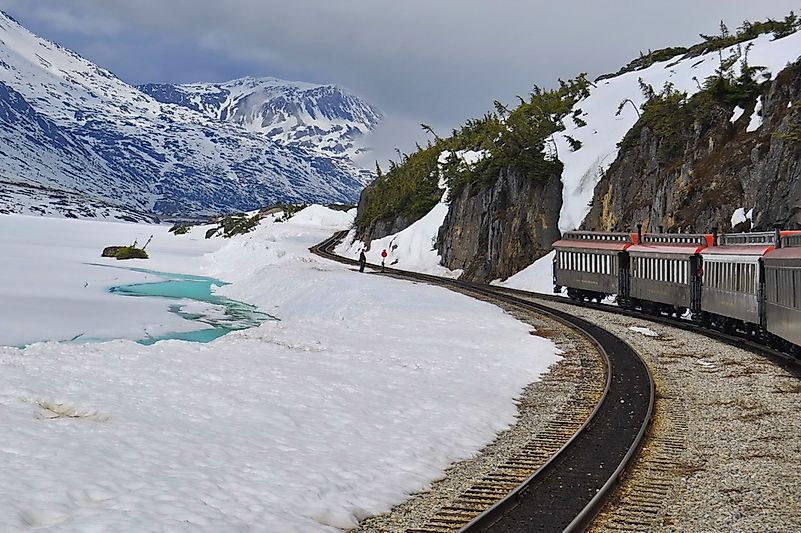 Train in Alaskan Mountains.