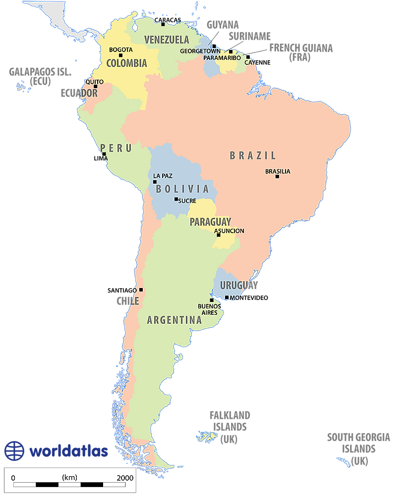 South America Map With States And Capitals - United States Map