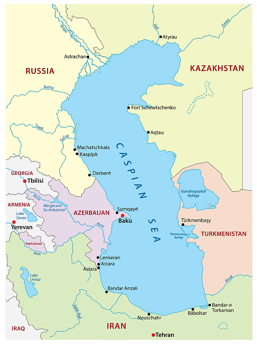 Caspian Sea On World Map